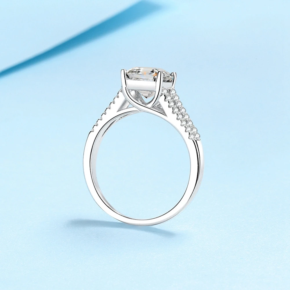 PuBang Fine Jewelry Real 925 Sterling Silver Asscher Cut Moissanite Wedding Diamond Ring for Women Engagement Gift Free Shipping