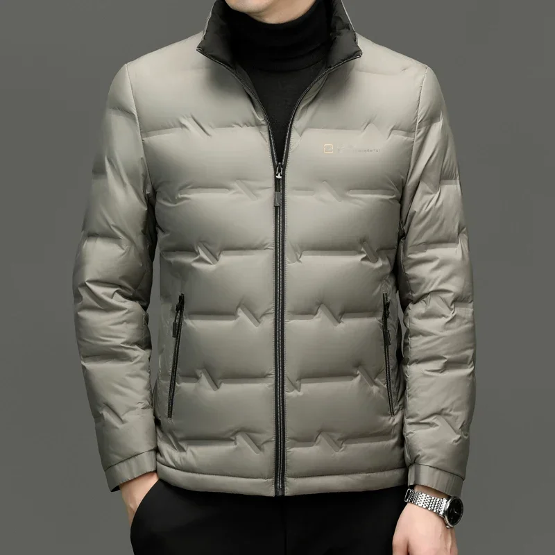 Doudoune ultra-légère en duvet de canard pour homme avec col montant, manteau épais, vêtements chauds, luxe abordable, hiver, nouveau, 2024