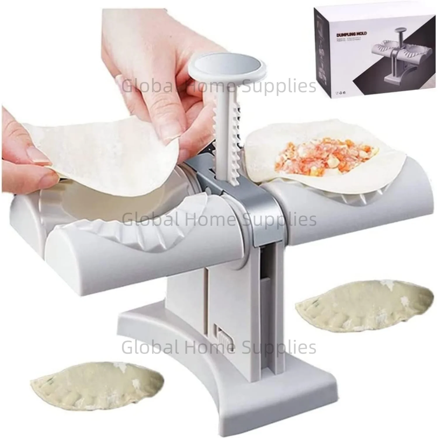 Máquina para hacer dumplings, prensa automática para dumplings de doble cabezal para el hogar, moldes para hacer Pierogi, molde para Empanada con herramientas de prensado de masa