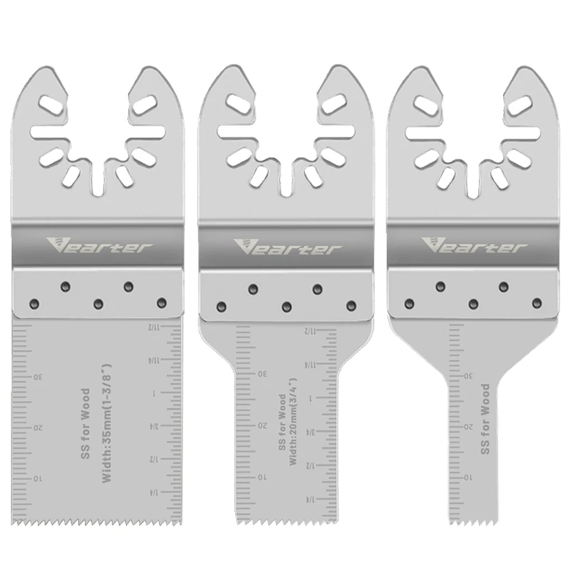 Vearter 3PCS 10/20/35mm Stainless Steel Oscillating Multitool Saw Blade Cutting For Wood PVC Plasterboard