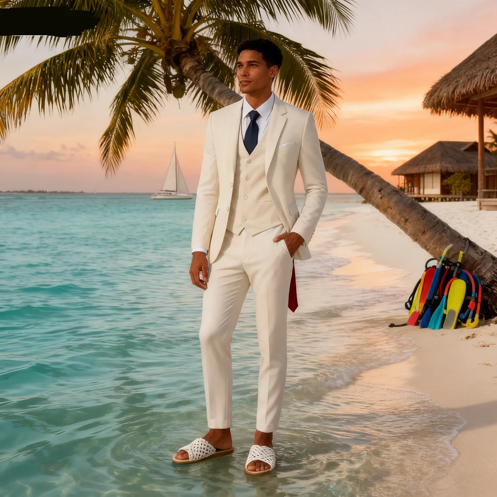 

3 Piece Men's Terno Formal Suit with Regular Jacket Vest Pants for Wedding Party Casual Occasions