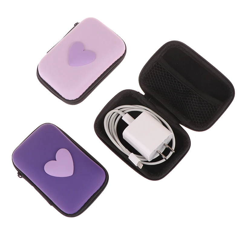 Heart Travel Storage Bag Charging Case For Earphone Package Zipper Bag Portable Travel Cable Organizer Electronics Storage