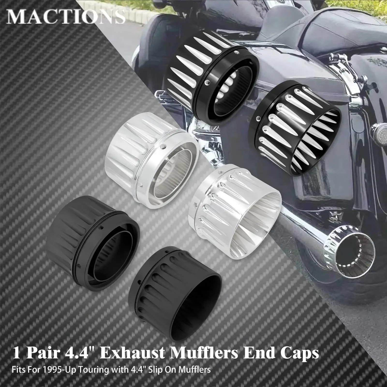 

Motorcycle Exhaust Mufflers Tips End Caps 4.4'' For Harley Touring Road King Street Electra Glide Slip On Pipes Covers Aluminum