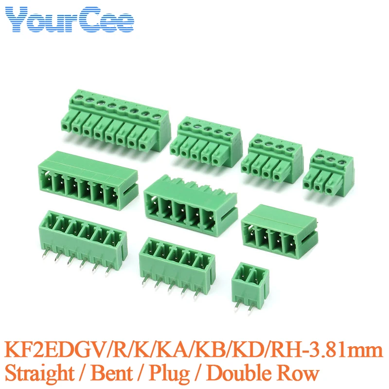 5PCS KF2EDGV/R/K/RH-3.81mm Plug Socket Connecting Terminal Straight Pin Bent Pin 3.81mm Pitch Connector 300V8A Double Row
