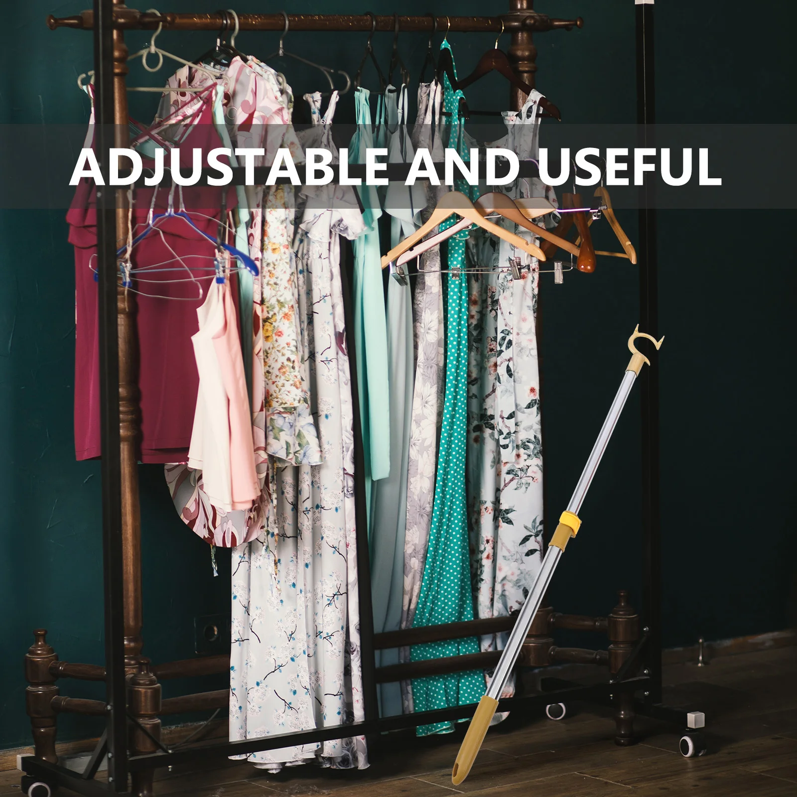 

Telescopic Clothesline Pole Stainless Steel Retractable Closet Rod Strong Bearing Capacity Portable Poles For Drying Clothes