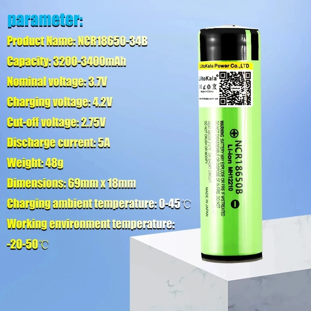 Gorący oryginalny LiitoKala 18650 3400 mah NCR18650B 3.7 v 3400 mah 18650 akumulator litowy do baterii latarki