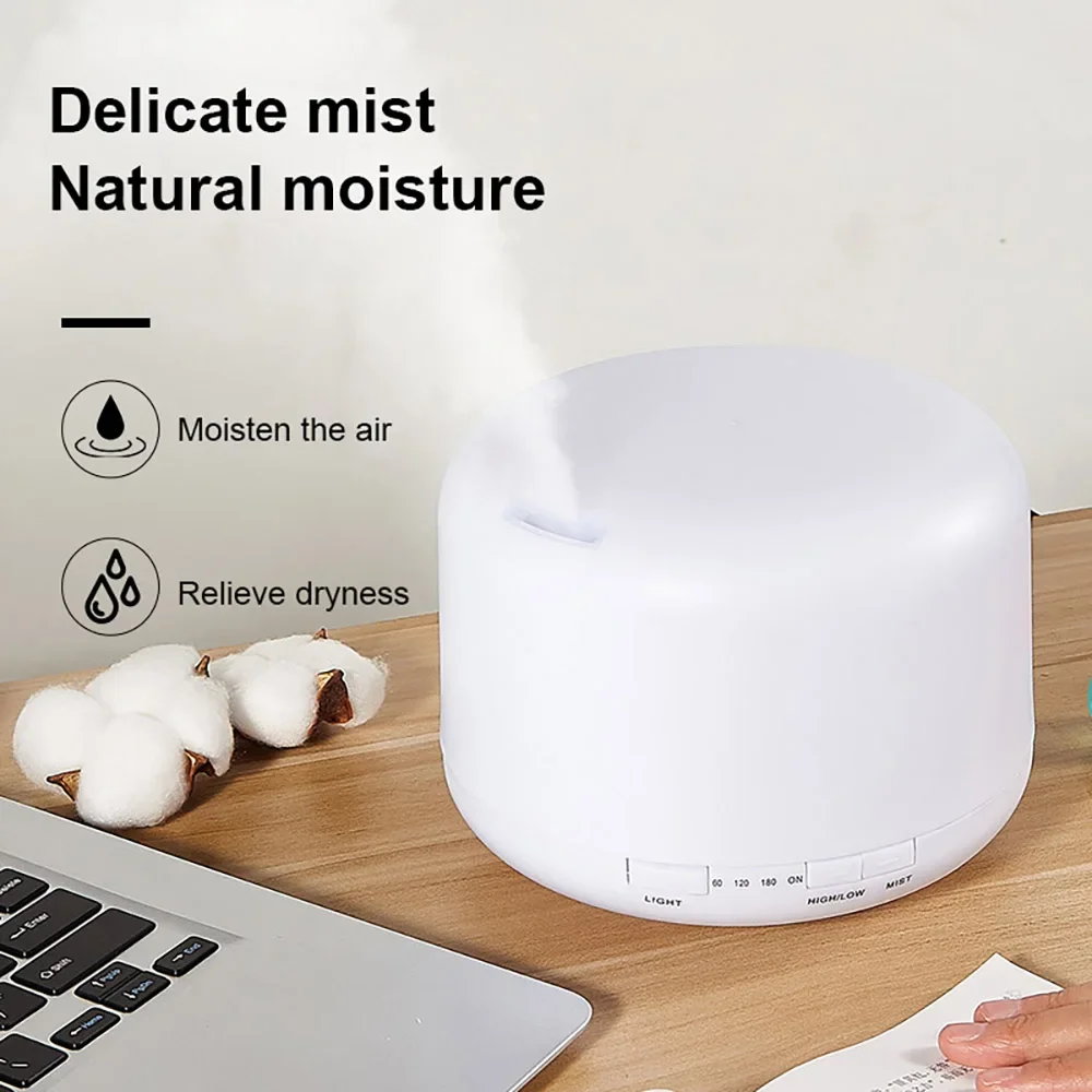 500ML Aromatherapy Diffuser LED Light Ultrasonic Cool Mist Essential Oil Diffuser Humidifier for car Portable air purifier Smell