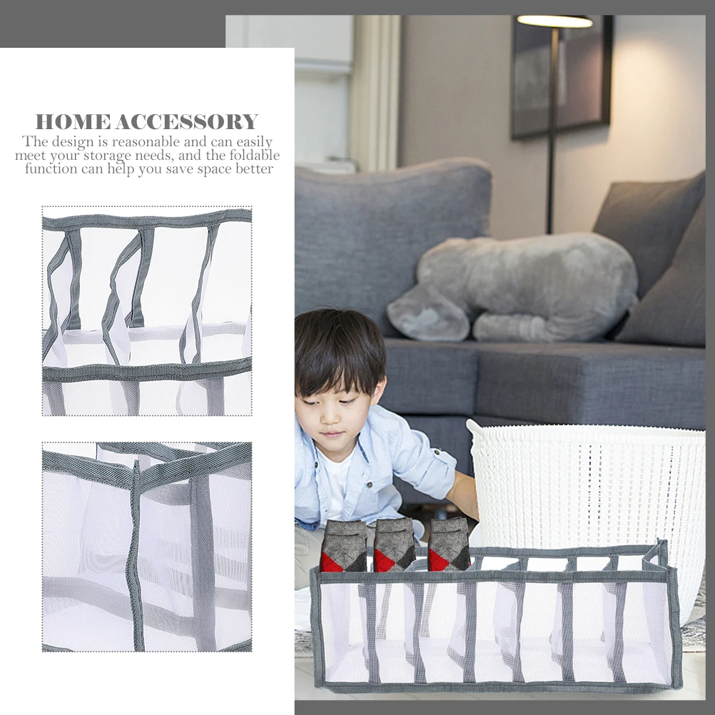

Clothes Storage Box Household Closet ganizer Multi grid Pants Underwear Wardrobe Gauze Mesh Foldable Easy Clean