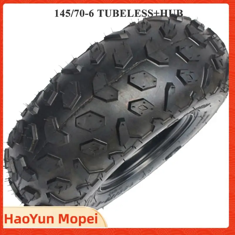 

Set of 6-inch ATV wheels with 145/70-6 tires designed for karting and beach bike use