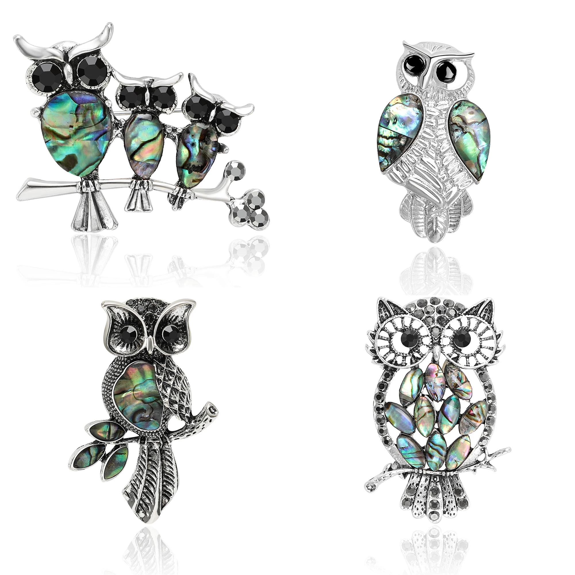 Shell Owl Brooches for Women Unisex 6 Styles Bird Pins Office Party Friends Gift Accessories