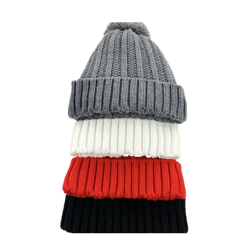 

Wool Ball Knitted Hat With Simple And Fashionable Texture And Plush Lining For Warmth And Versatile Fashion