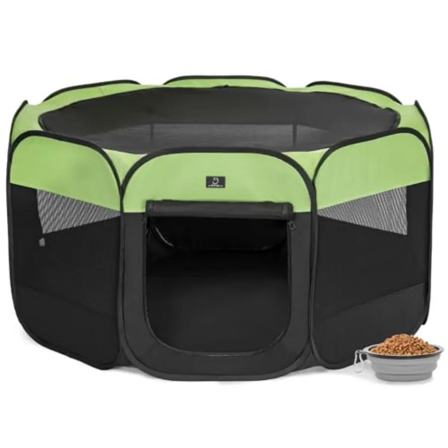 

Portable Indoor Dog Playpen for Small Dogs and Puppies by 50.39" Pop-Up Soft Puppy Playpens with Bowl Waterproof Floor Calm Saf