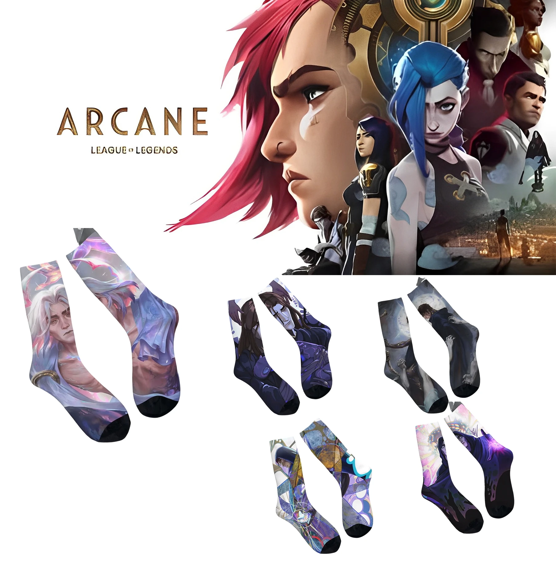 Arcane Viktor Game Socks Modern Stockings Autumn Non Slip Adults Men Socks Quality Pattern Running Socks