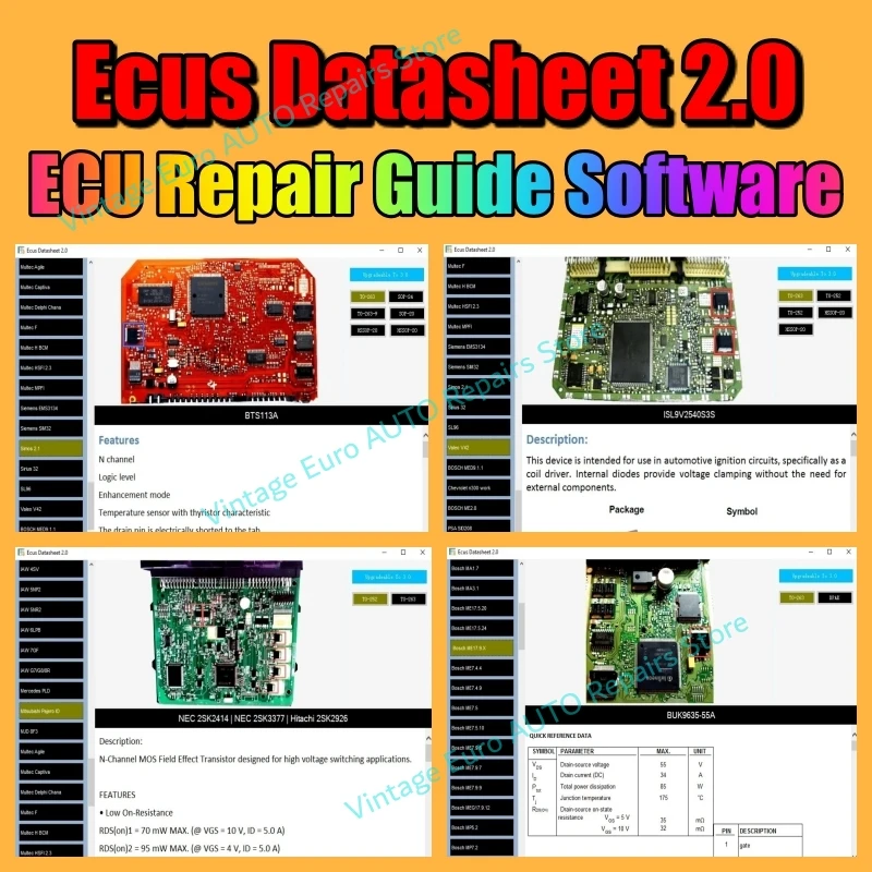 

Ecus Datasheet 2.0 Auto ECU Repair Software PCB Schematics with Electronic Components of Car ECUs and Additional Information