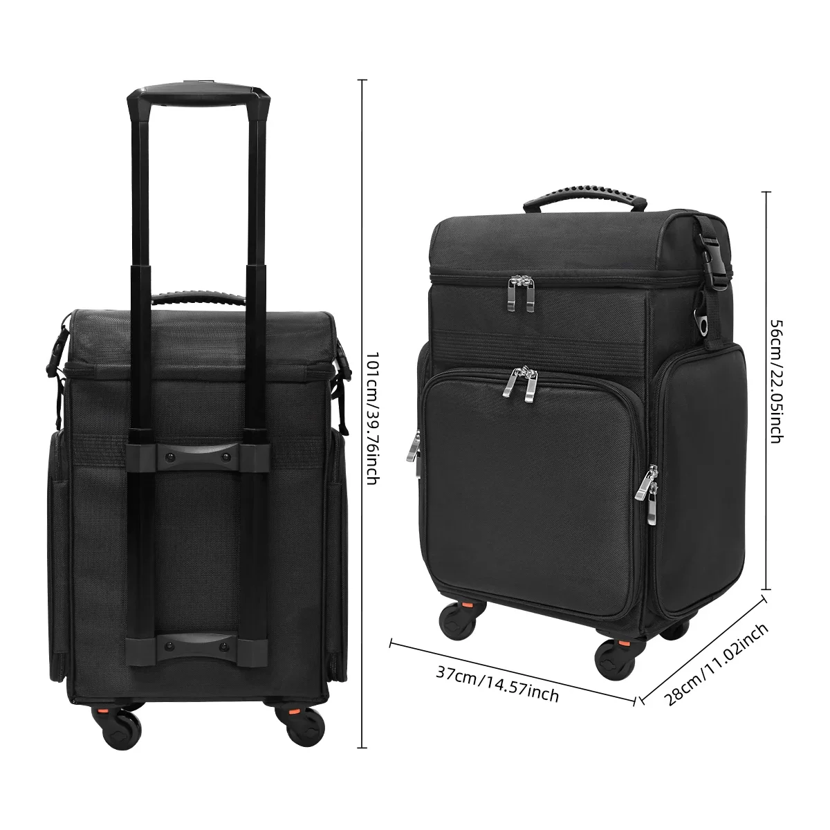 Draw Bar Box Canvas Trolley Case High Capacity Storage Beauty Case for Makeup Artist Manicure Hairdresser Barber Tools