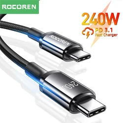 Rocoren 240W USB C To USB Type C Cable PD 3.1 100W Fast Charging Cable For iPad MacBook Pro Laptop Xiaomi 5A Data Wire Cord 2m