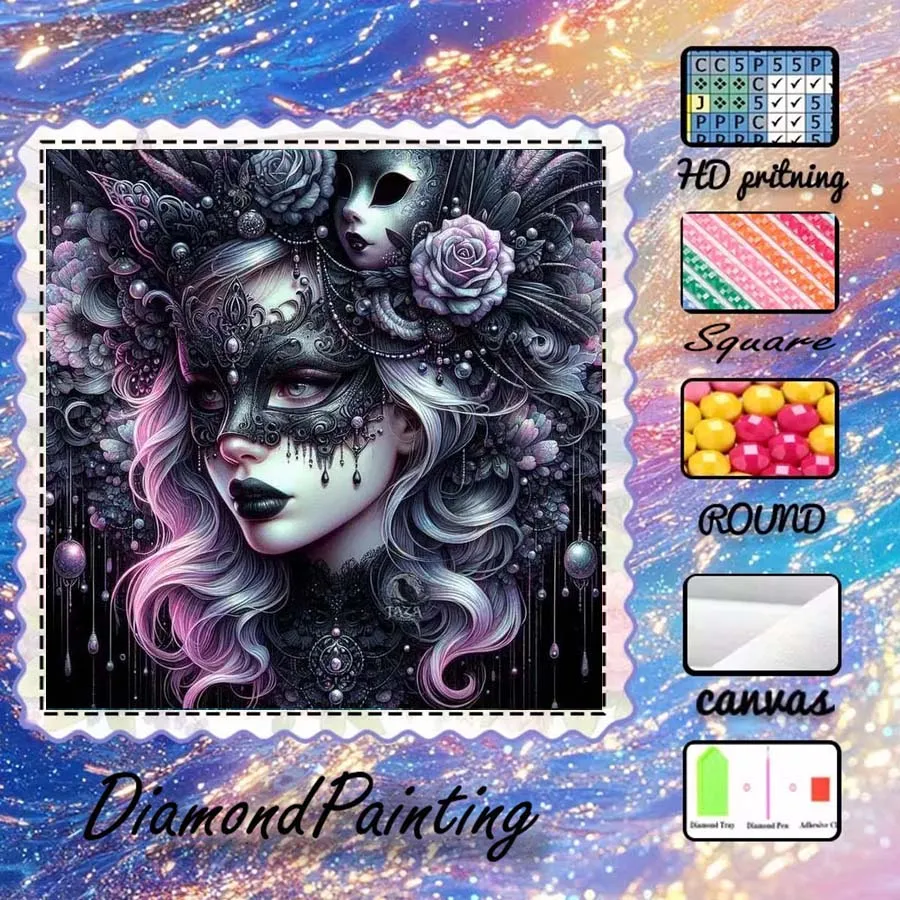 

1 piece 5D DIY flocking cloth, special drill, diamond painting kit, mask, rose, pattern mosaic, diamond art