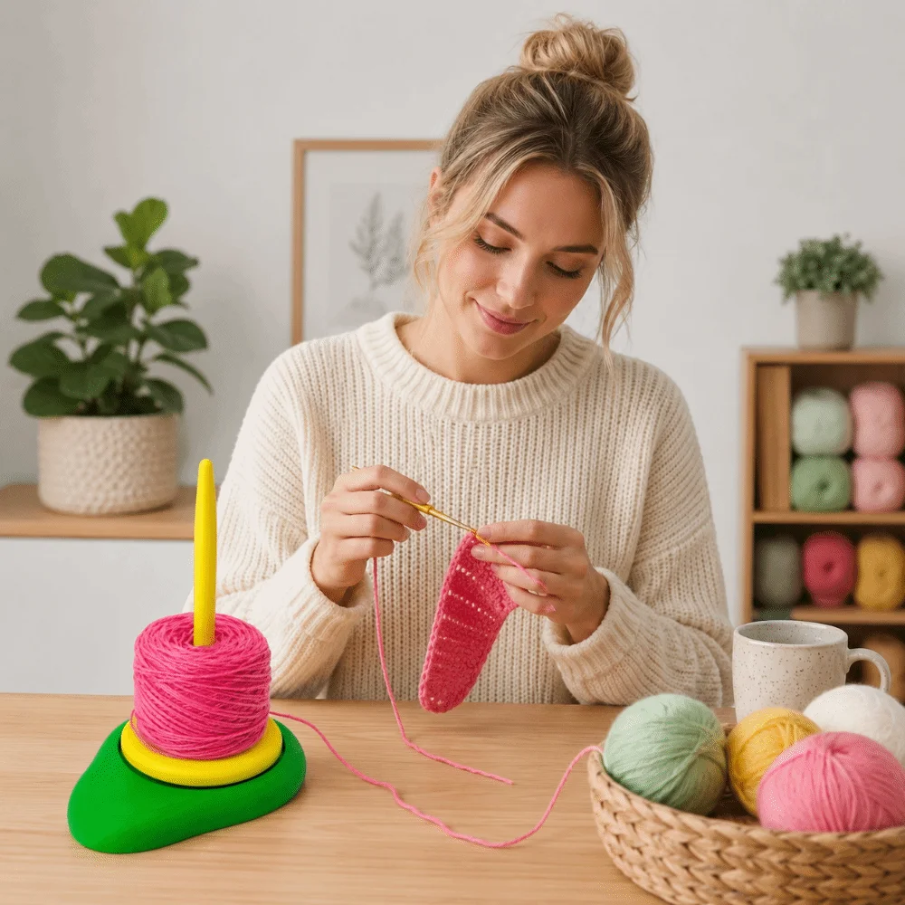 3D Printing Crochet Yarn Holder Rotating Avocado Yarn Ball Rack Anti-Tangle Reusable Yarn Winder Stand Handcraft Projects