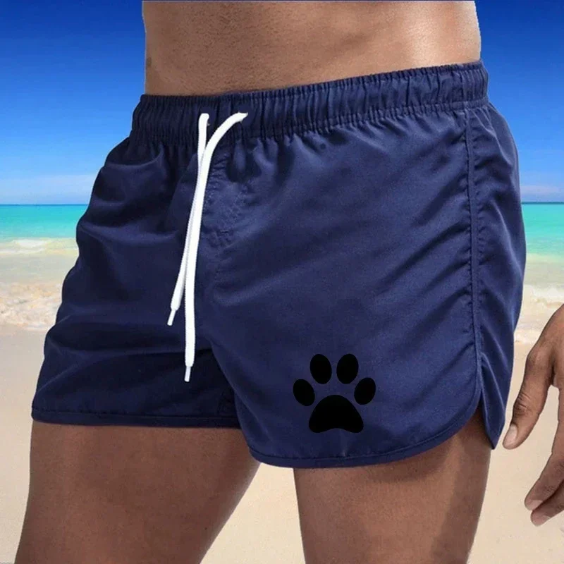 Estate nuovi uomini sportivi per il tempo libero fitness traspirante coulisse pantaloni da spiaggia da uomo larghi ad asciugatura rapida pantaloncini tinta unita stampa zampa di cane