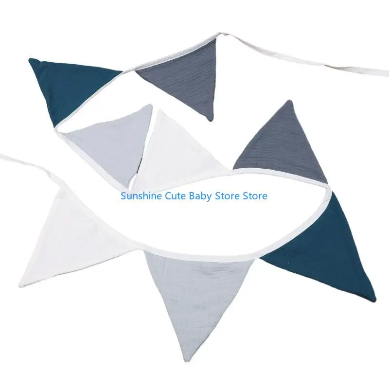 

C5AF Baby Room Decoration Colorful Cotton Bunting Flags Cozy & Cotton Bunting Newborn Photography Props for Baby