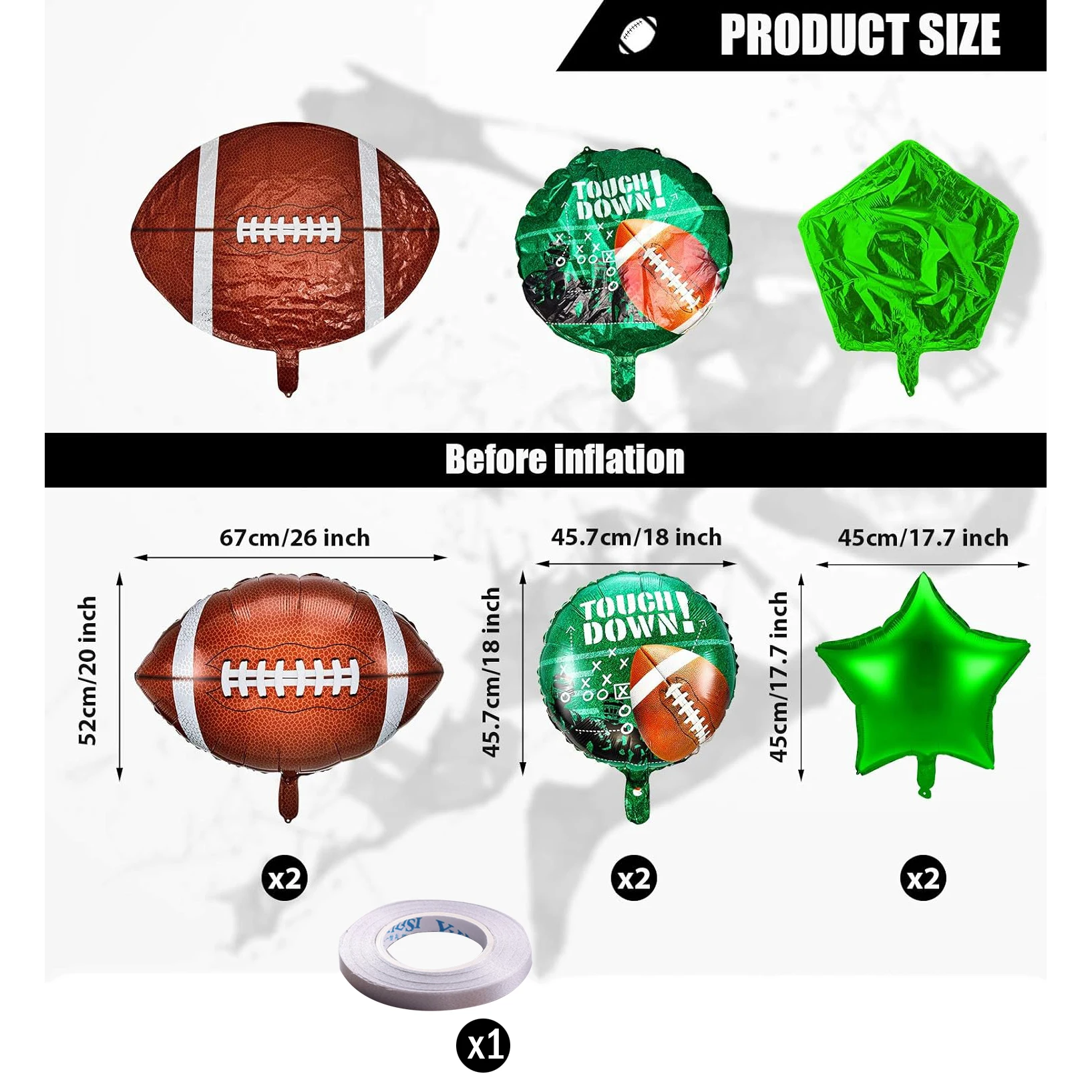 Football themed balloon set, football aluminum film balloon, NFL football league decoration