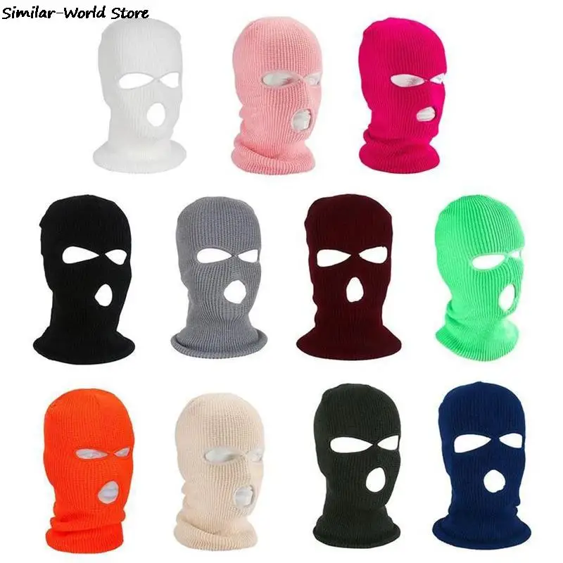 3 Holes Hat Balaclava Full Face Cover Ski Mask CS Windproof Knit Beanies Bonnet Winter Warm Unisex Caps