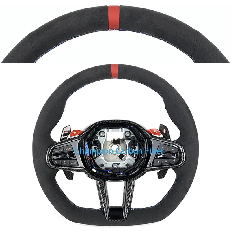 For BMW LCI G Series G20 G21 G22 G30 G32 G36 G80 G81 G87 F30 Alcantara suede carbon fiber steering wheel M1M2 car interior