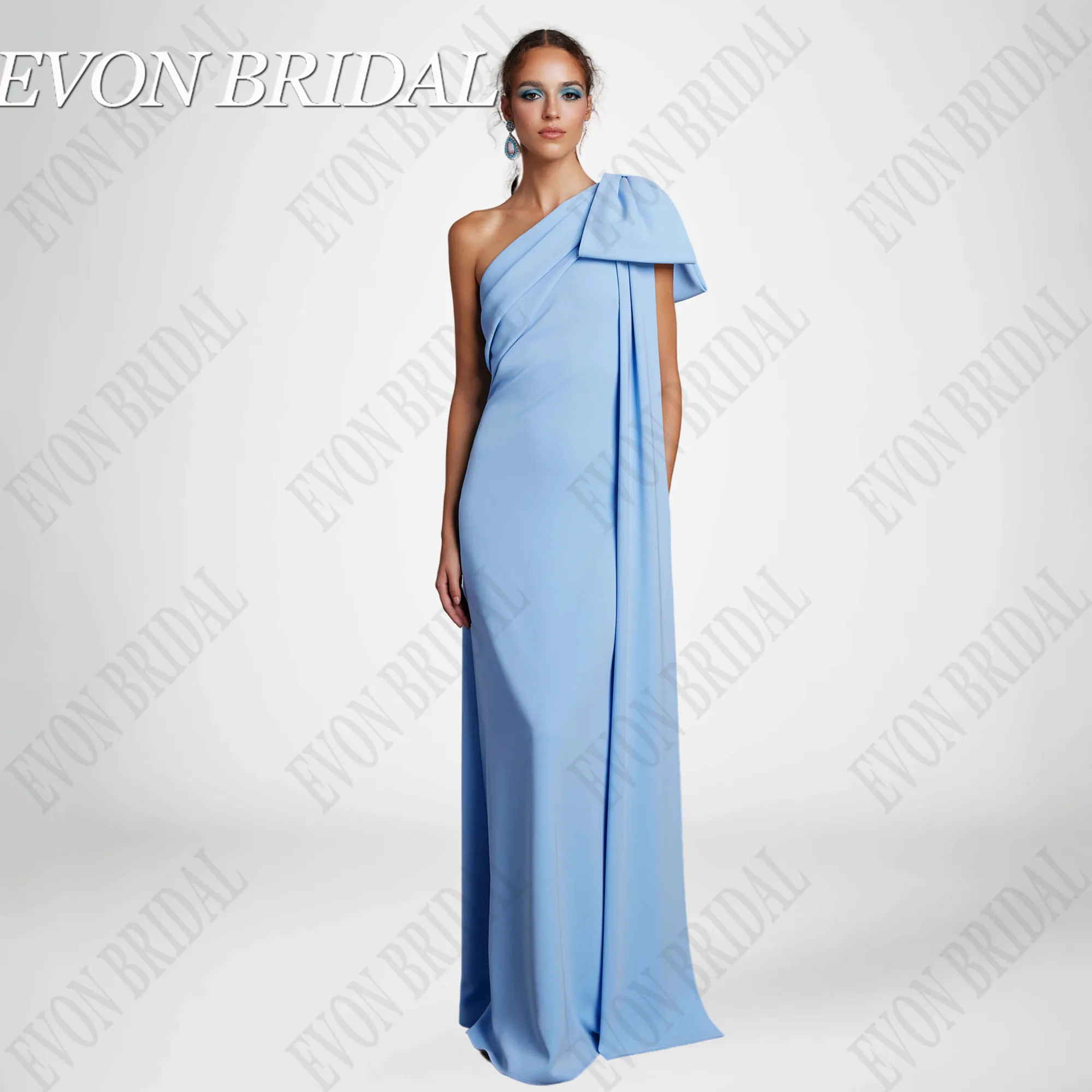 

EVON BRIDAL One Shoulder Formal Occasion Dresses With Bow Mermaid Backless Evening Gowns Sleeveless Satin فساتين سهرة Customized