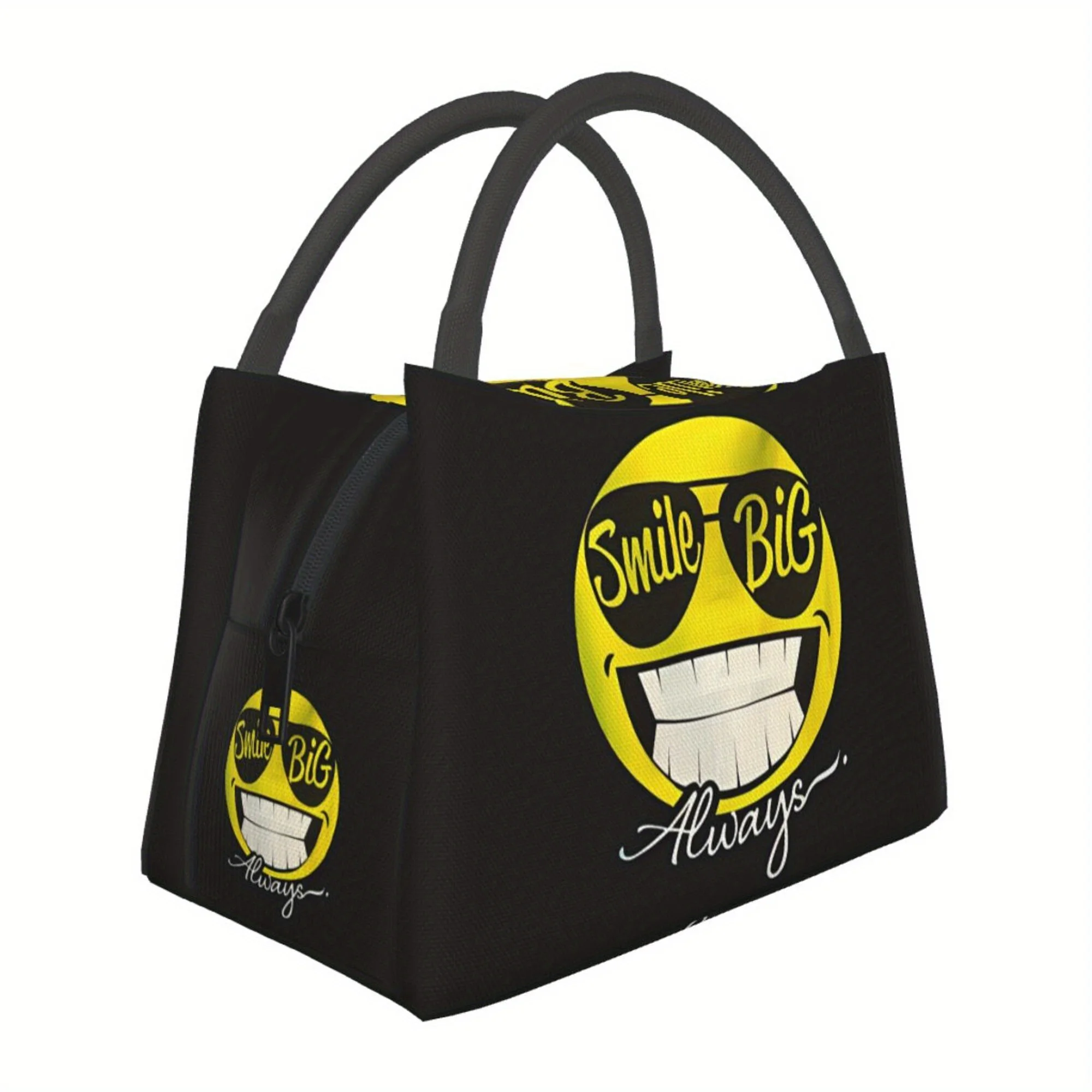 

Halloween Yellow Grinning Face Pattern Insulated Lunch Bag, Essential for Camping Picnic Beach, Suitable for Home, Restaurant