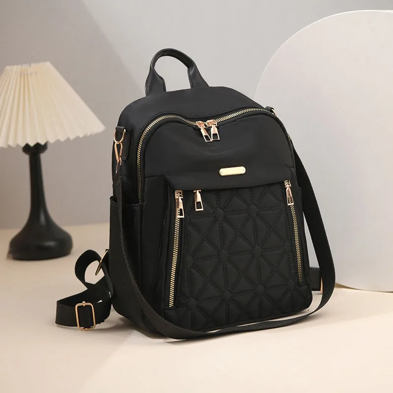 Women Backpack Water Proof Travel Korean Fashion Double Shoulder Bag Solid Color Nylon Multifunctionla Travel Handle Bag