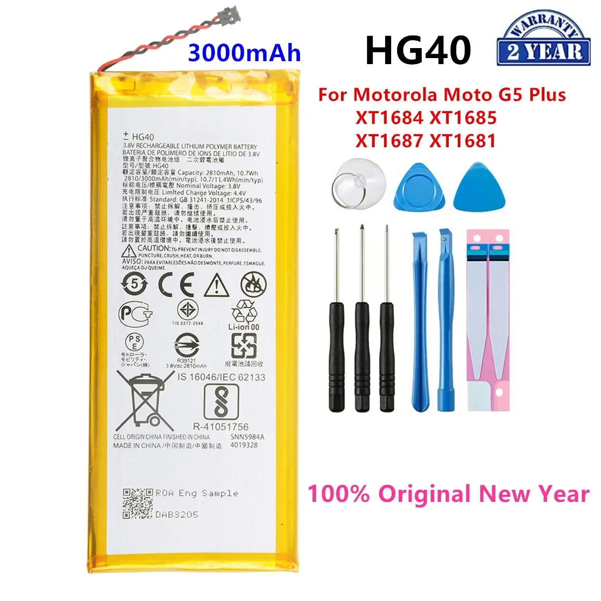 

100% Original HG40 3000mAh Battery For Motorola Moto G5 Plus XT1684 XT1685 XT1687 XT1681 Replacement Phone Batteries+Tools