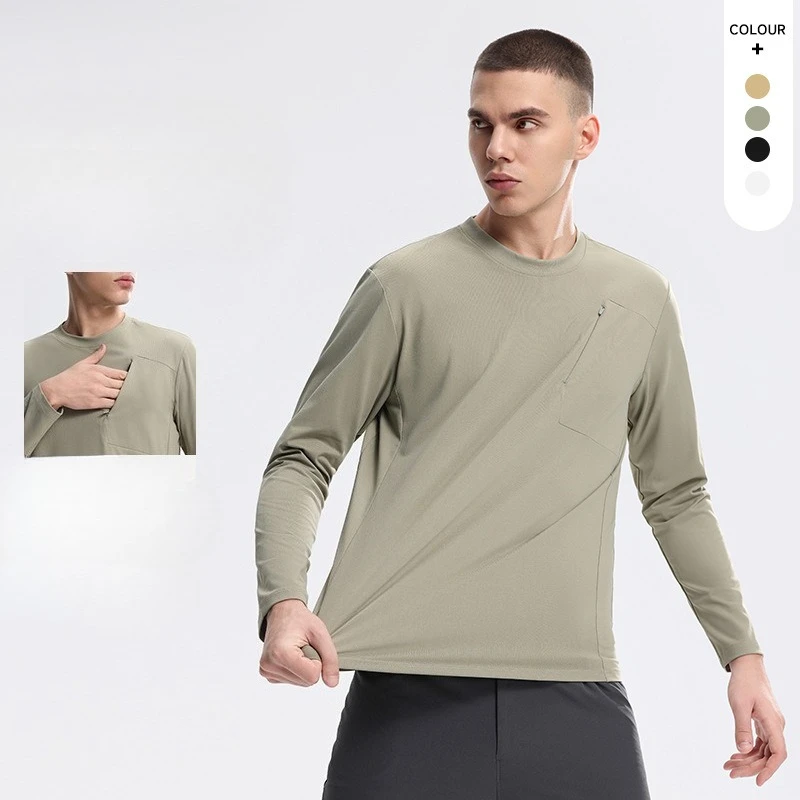 2026 Spring and Autumn Moisture-absorbing Quick-drying Sweater Round Neck Breathable Men's Long Sleeves Outdoor Sports