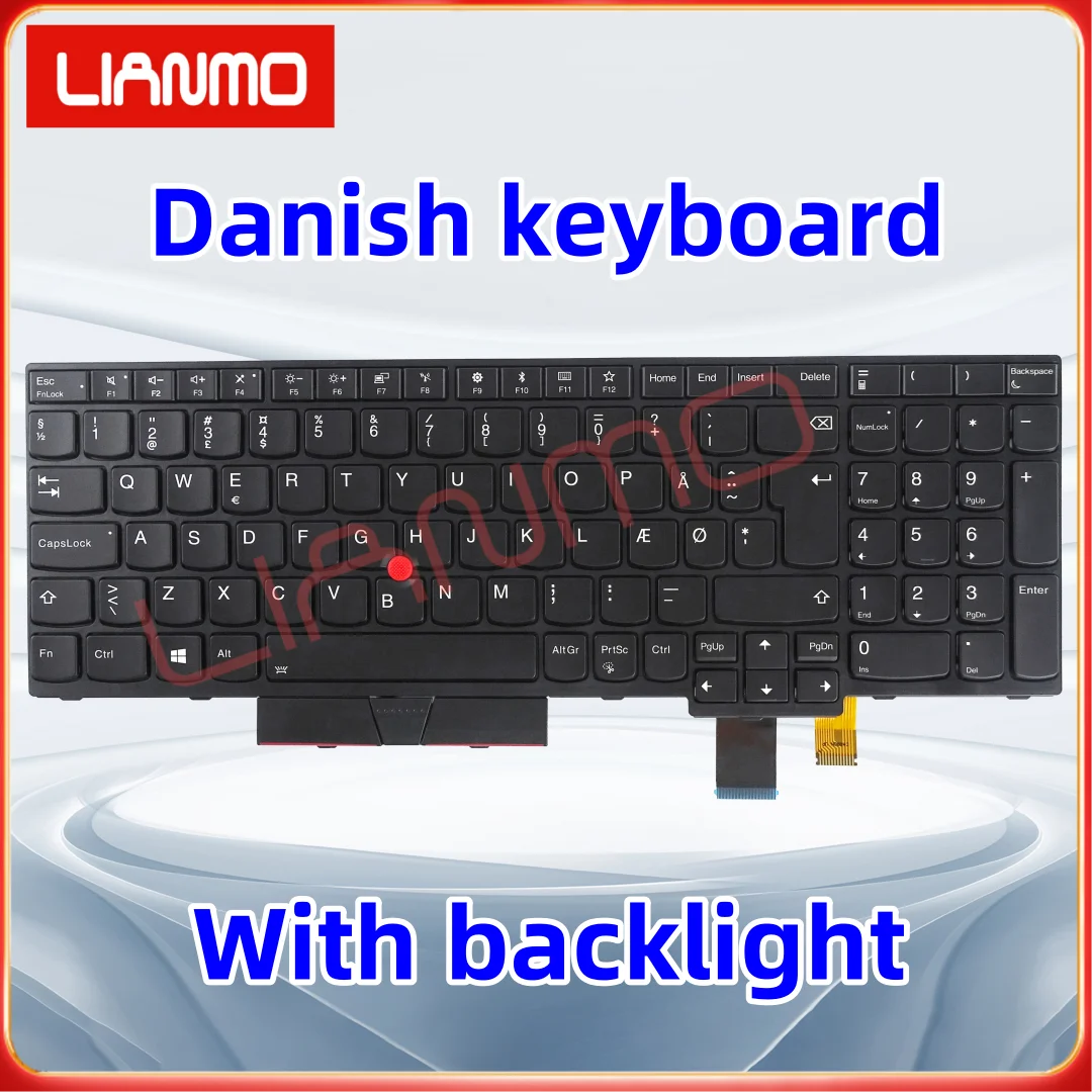 مناسبة لينوفو ثينك باد T570 T580 P51S P52S الولايات المتحدة المملكة المتحدة الألمانية الفرنسية البرازيل البرتغال اسبانيا لوحة مفاتيح الكمبيوتر المحمول مع الإضاءة الخلفية