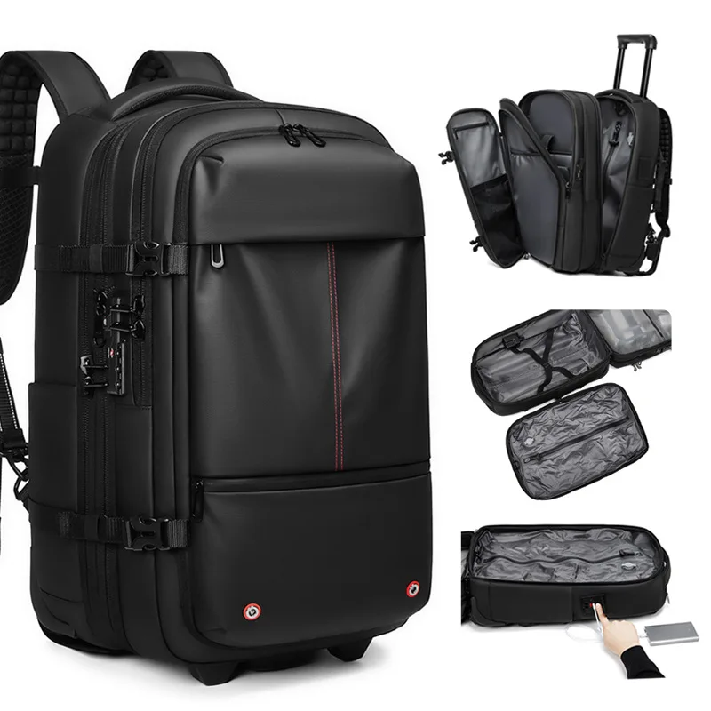 الأمتعة. حقيبة ظهر بعجلات مضغوطة بالفراغ، حقيبة سفر للأعمال، حقيبة ظهر بعجلات متعددة الوظائف للرجال (نمط ممتاز) #5