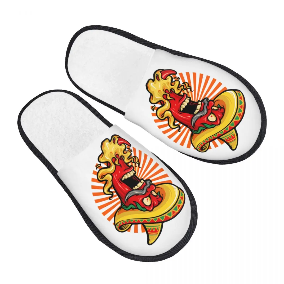 مخصص الأحمر الساخن C-فلفل الحار P-Peppers روك باند ضيف النعال لسبا النساء منزل النعال