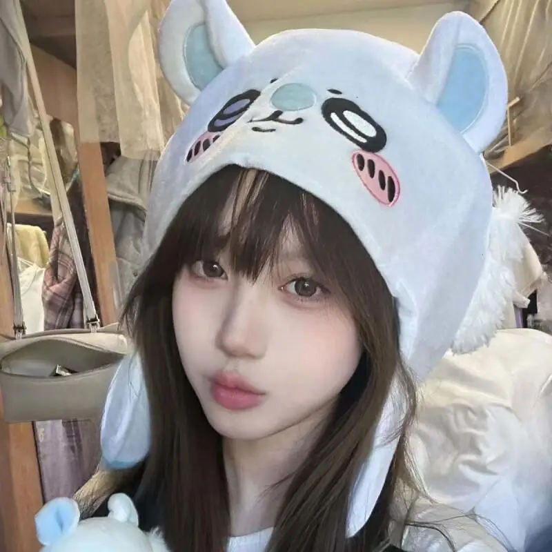 Chiikawa Usagi Kawaii هدية Hachiware لطيف قبعة جديدة عقال متعة حفلة في الهواء الطلق التصوير تأثيري القط صور الدعائم الشتاء قبعة تدفئة #1