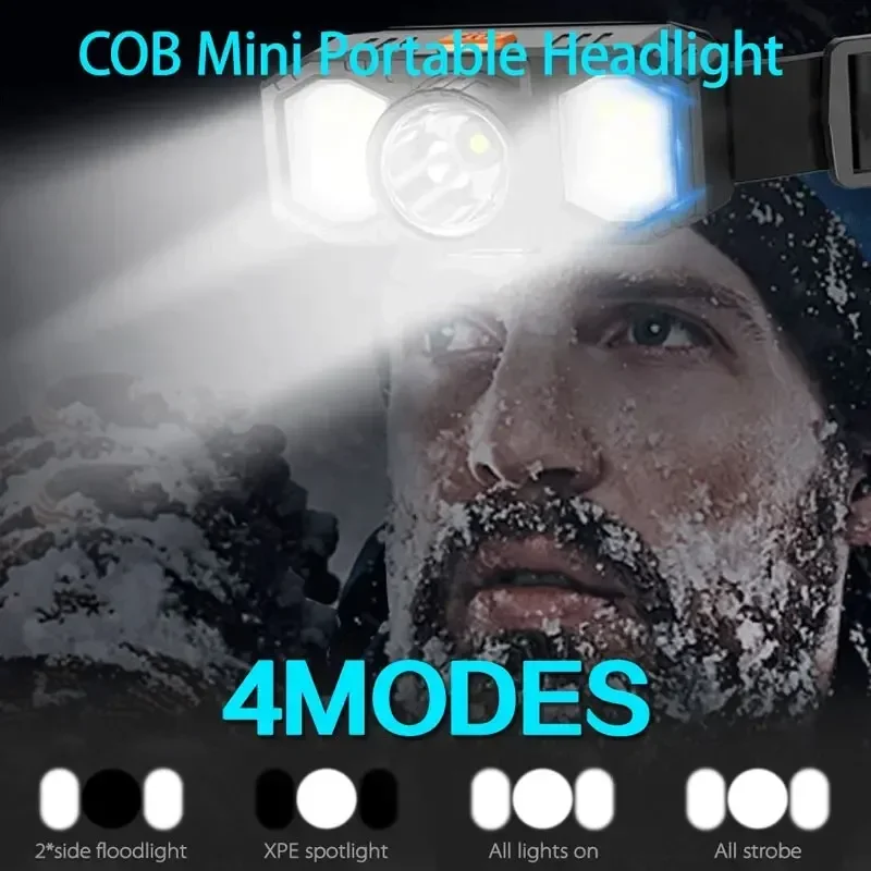 New LED Headlight COB Mini Portable USB Rechargeable Waterproof Fishing Work Light Outdoor Long Shot Head Mounted Torch