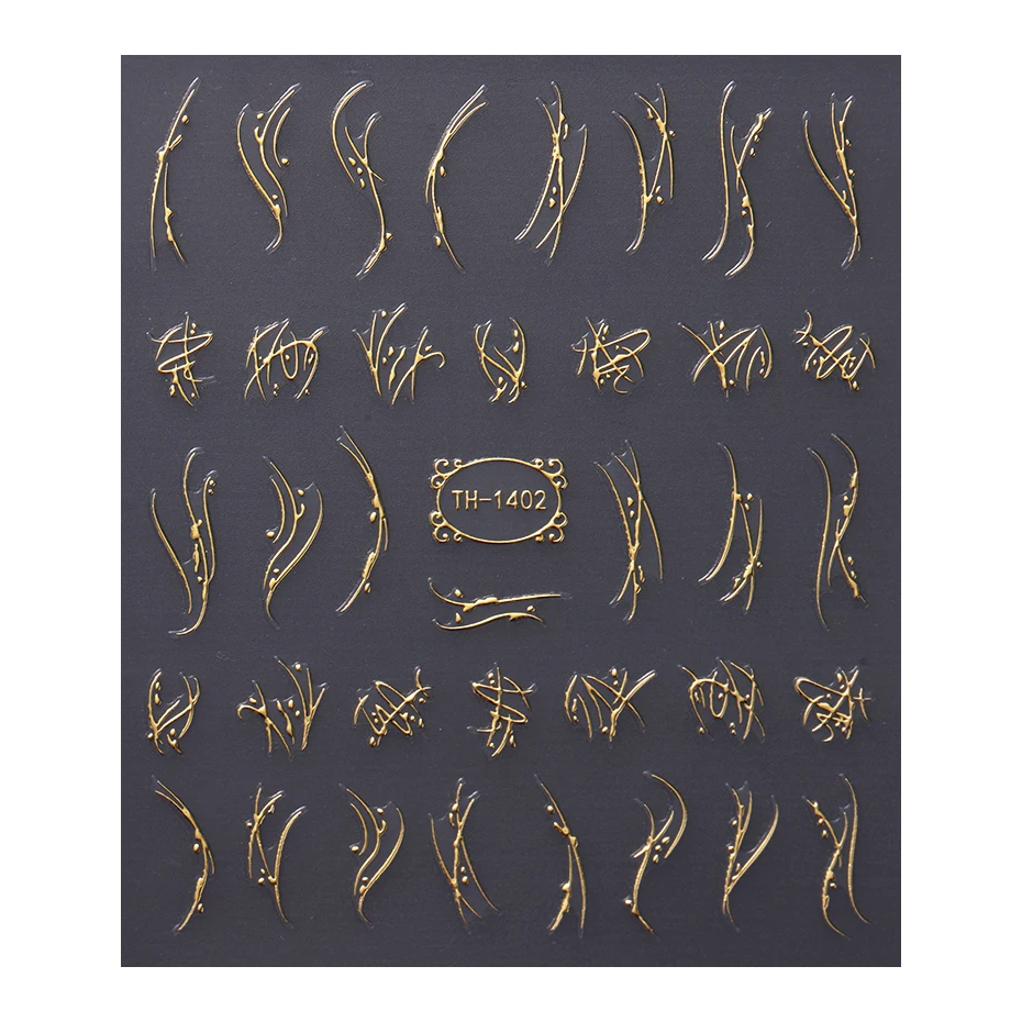 2 Stück Goldene Französische Linien-Nagelkunst-Aufkleber Unregelmäßige Streifen-Nagelkunst-Abziehbilder Selbstklebende Slider-Charms Maniküre-Zubehör