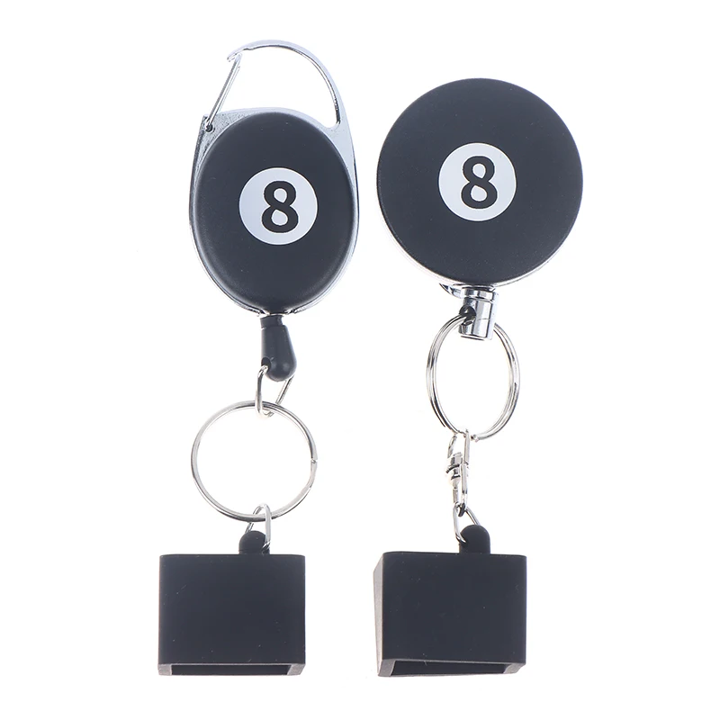 1Pc Black Telescopic Billiard Chalk Holder Snooker Pool Cue Keychain Retractable Rope with Mounting Clip for Billiards Accessori