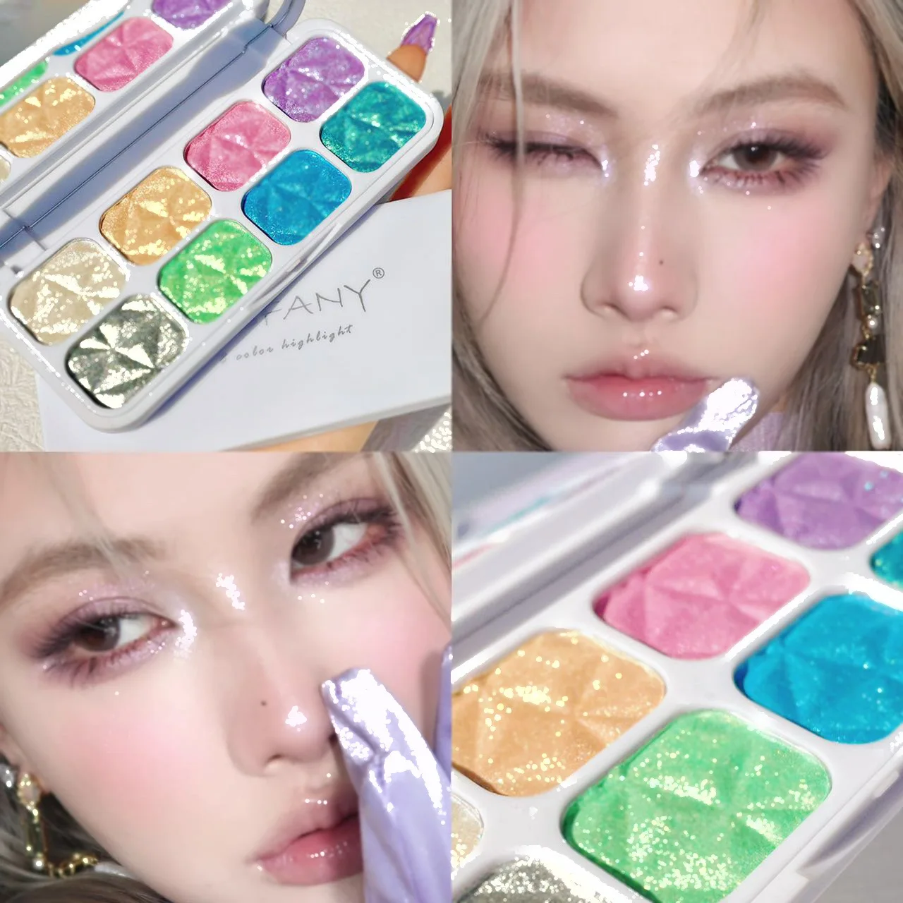 

Лидер продаж Макарон Хамелеон хайлайтер поляризационные ослепительные 8 цветов усеченные Цвета Тени для век 2 в 1 перламутровый макияж оптовая продажа