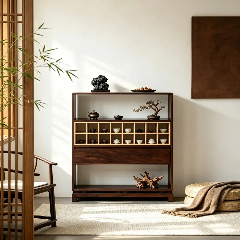 New Chinese-style contrasting color Bogu frame Duobao Pavilion tea display rack tea room tea cup storage rack