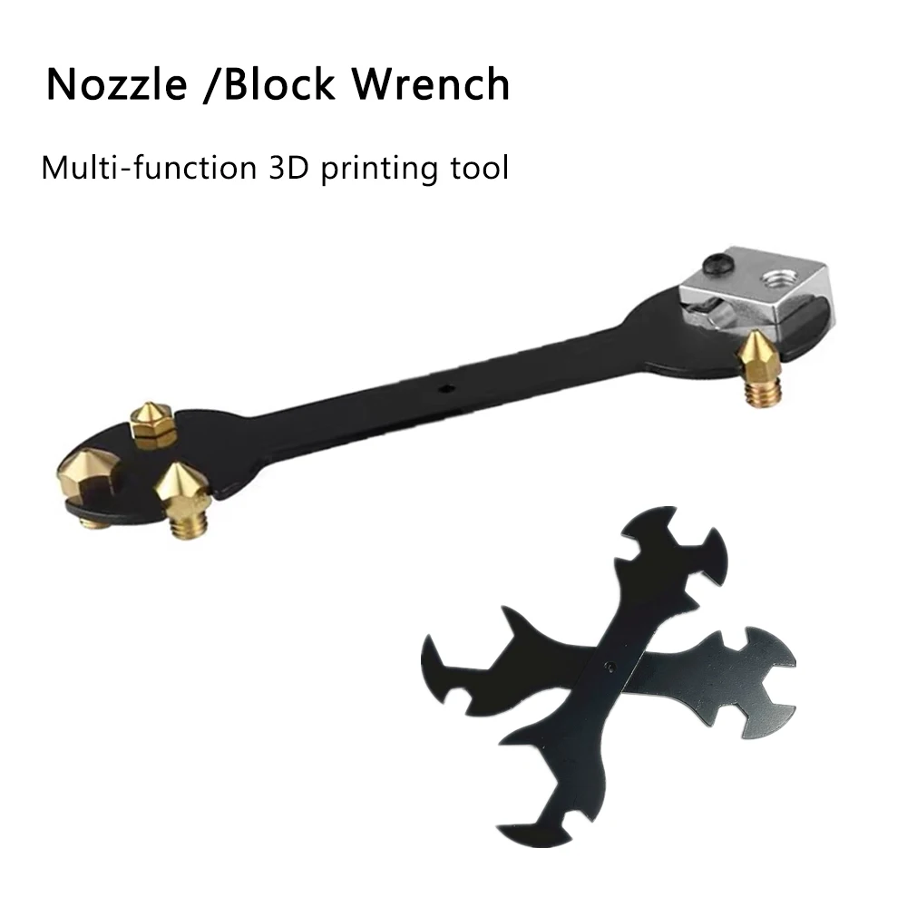 

Nozzle Wrench Heating Block Spanner Black Iron Multi-Function 5 IN 1 For 3D Printer Parts E3D MK8 V6 Nozzle Volcano Block Wrench