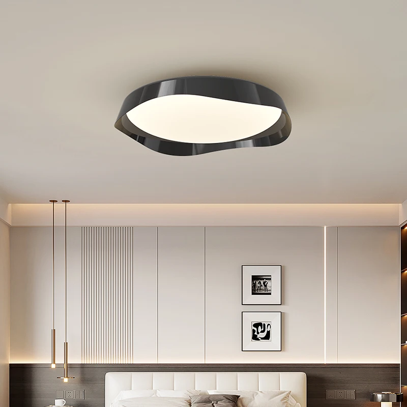 Walnut Black LED Ceiling Light Minimalism Simple Style Bedroom Lighting Living Room Balcony Indoor Lamp Home Interior Decor Lamp