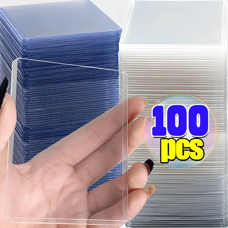 100/1 قطعة حافظة بطاقات حامل أرواق لعب 35PT بولي كلوريد الفينيل حامل بطاقة من البلاستيك الصلب لعبة تحميل علوي للحام التداول تخزين الهدايا