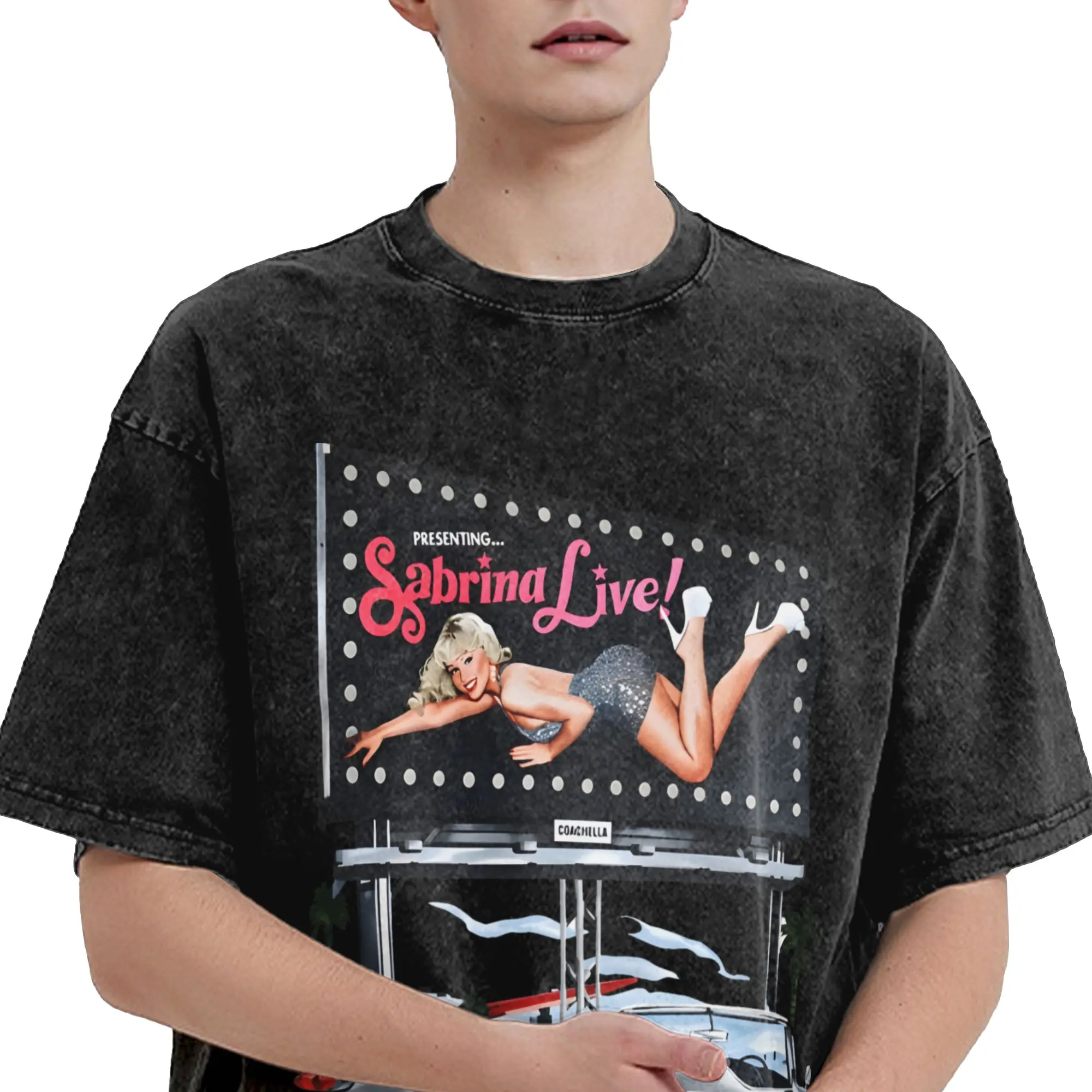 Harajuku Washed Shirts Sabrina Carpenter music festival 2026 Outfit Fashion T Shirt High Street Short Sleeve Graphic Tops Tees