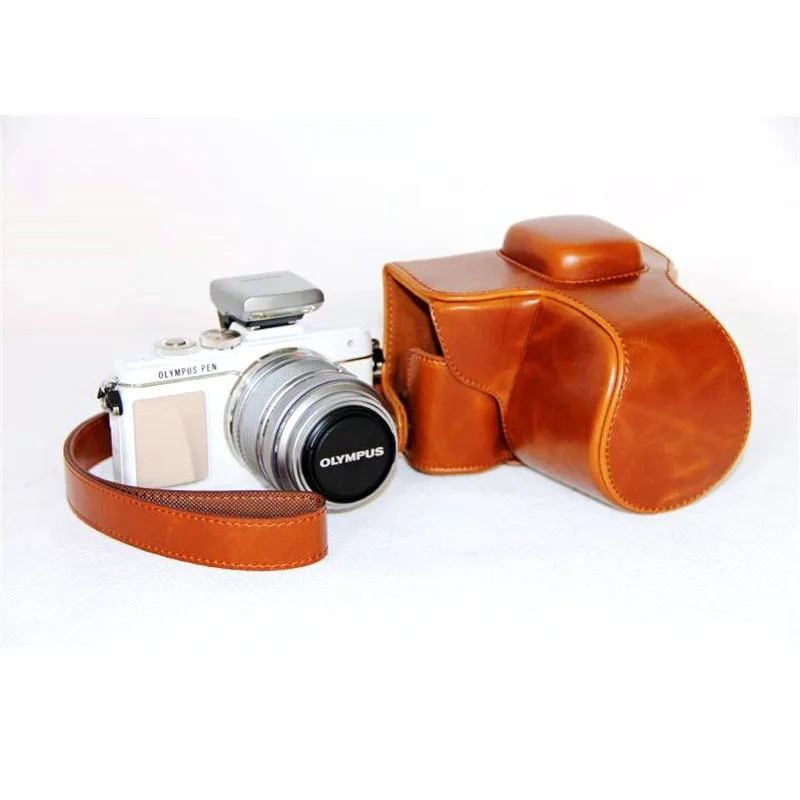 PU Leather Case Camera Bag Full Body Protector for Olympus EPL7 E-PL7 EPL8 E-PL8 EPL9 E-PL9 Protective Cover with Shoulder Strap - Image 2