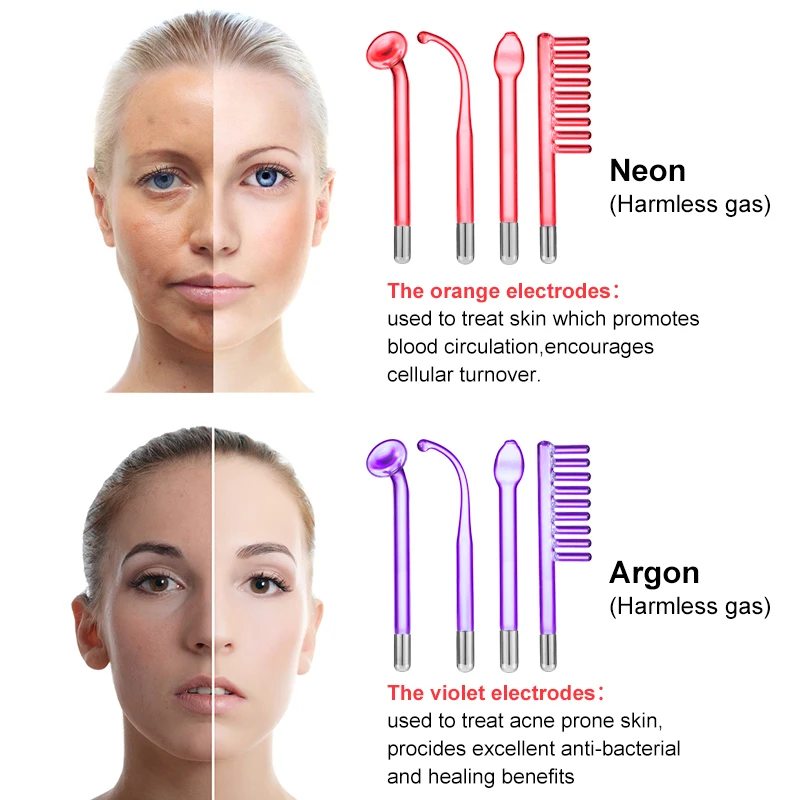 Apparaat Hoge Frequentie Gezichtsmachine Voor Haar Gezicht Anti Aging Therapie Acne Tool Fusion Neon + Argon Wands Huidschoonheid