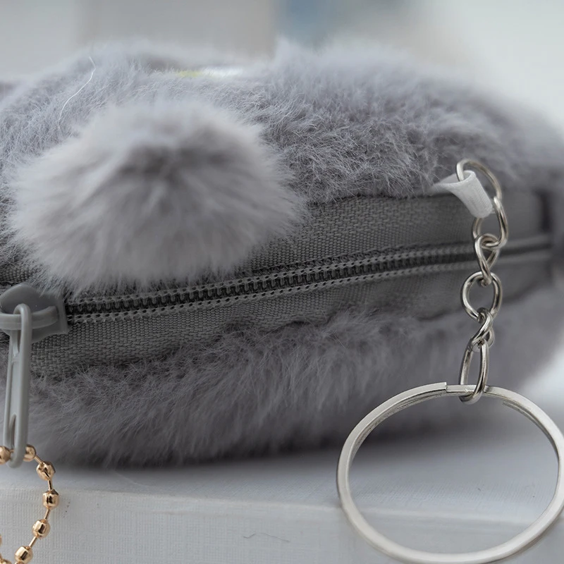 Cute Cartoon Cat Plush Coin Purse Keychain Earphone Storage Bag Backpack Hanging Ornament Small Gift