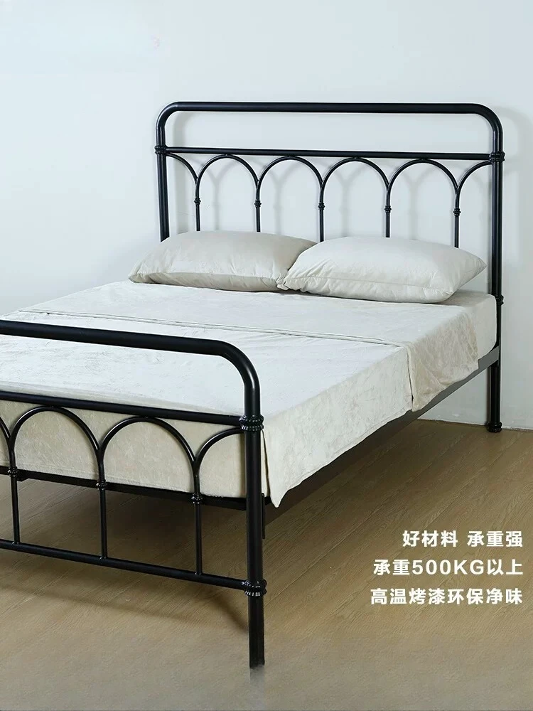 Wrought iron bed Double bed 1.5 1.8 meters Household iron bed Bedroom European iron frame 1.2 Single