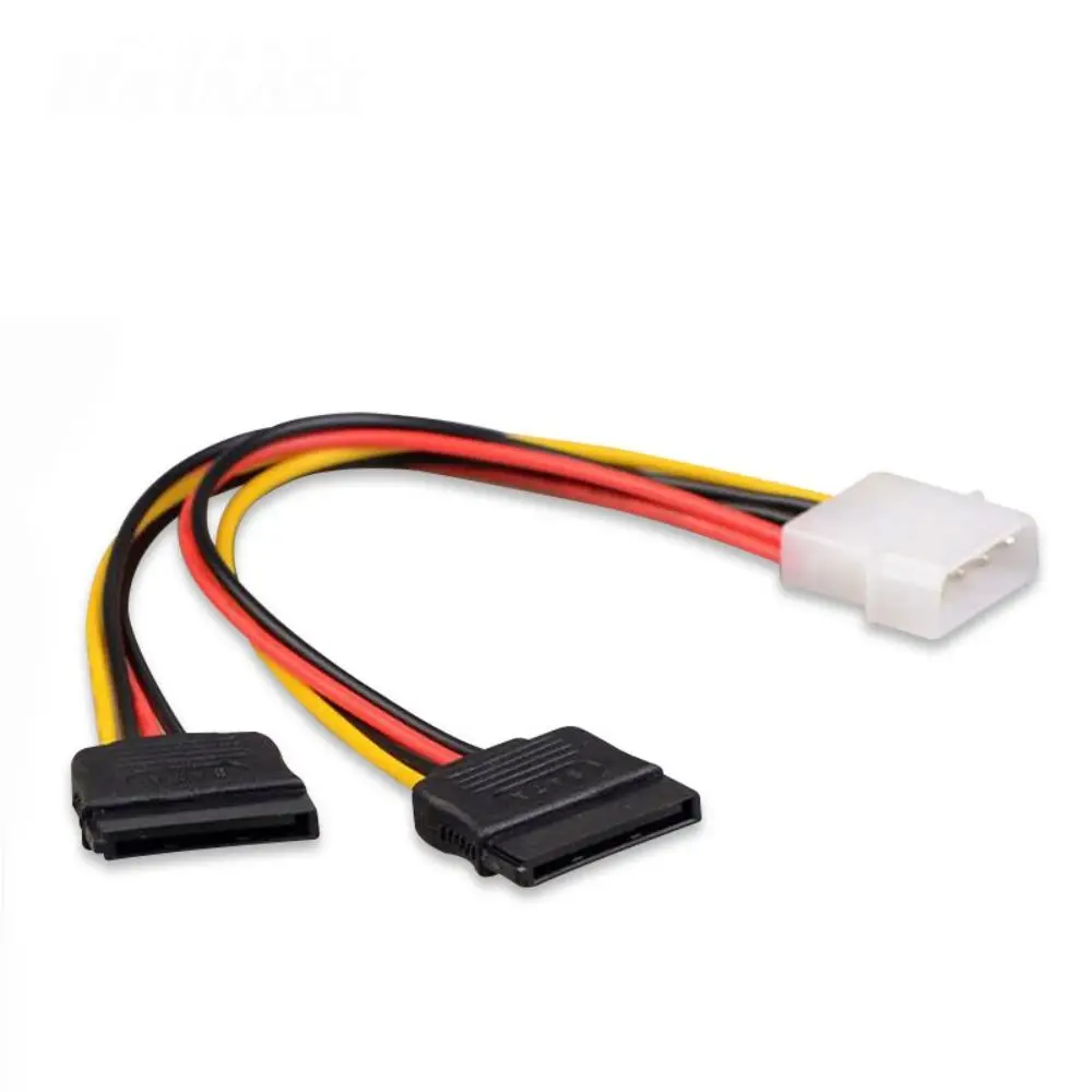 Dual Hard Drive Power Lead Splitter Y Cable, Adaptador Molex para SATA, 4 Pin de 15 Pin, 7.48 "Feminino